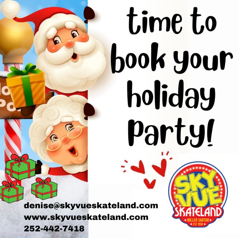 Santa and Mrs. Claus says it is time to book your holiday party!