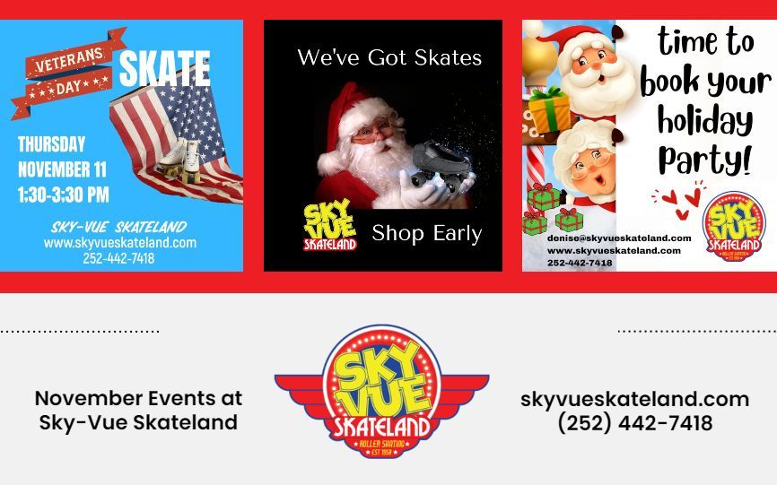 November events in Rocky Mount at Sky-Vue Skateland