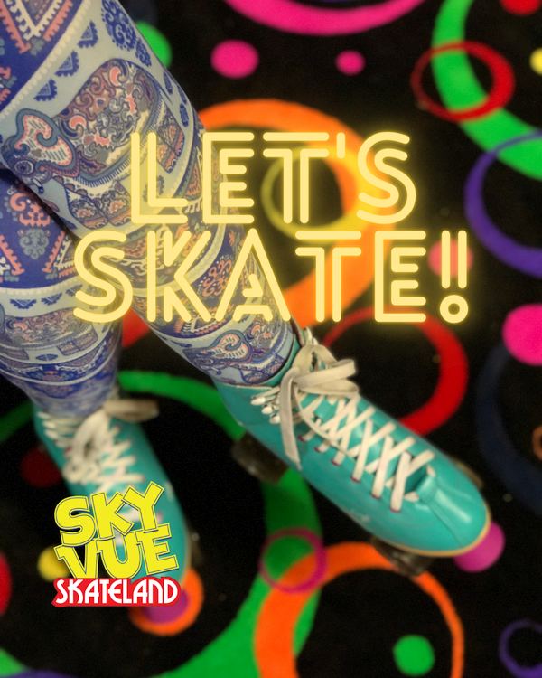 Let's Skate in Neon lights at Sky-Vue Skateland