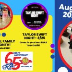 August events 2023 at Sky-Vue Skateland - National Family Fun Month and Taylor Swift Skate Night