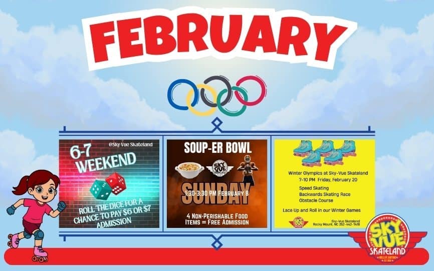 February Events at Sky-Vue Skateland in Rocky Mount